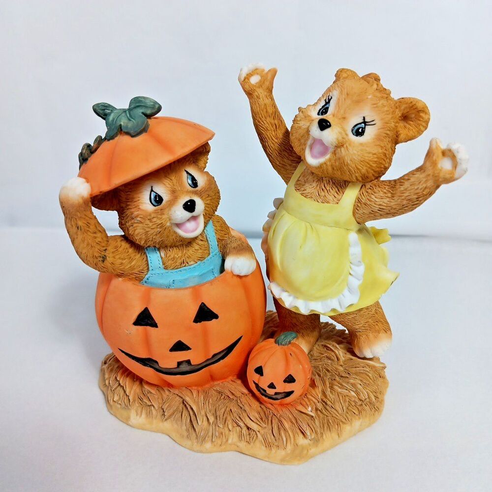 Vintage Bear Seasons “Hi Pumpkin!!!” Halloween Figurine By Second Nature